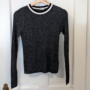 Anthropologie Moth Shimmery Valeria Metallic Shine Knit Pullover Long Sleeve Tee